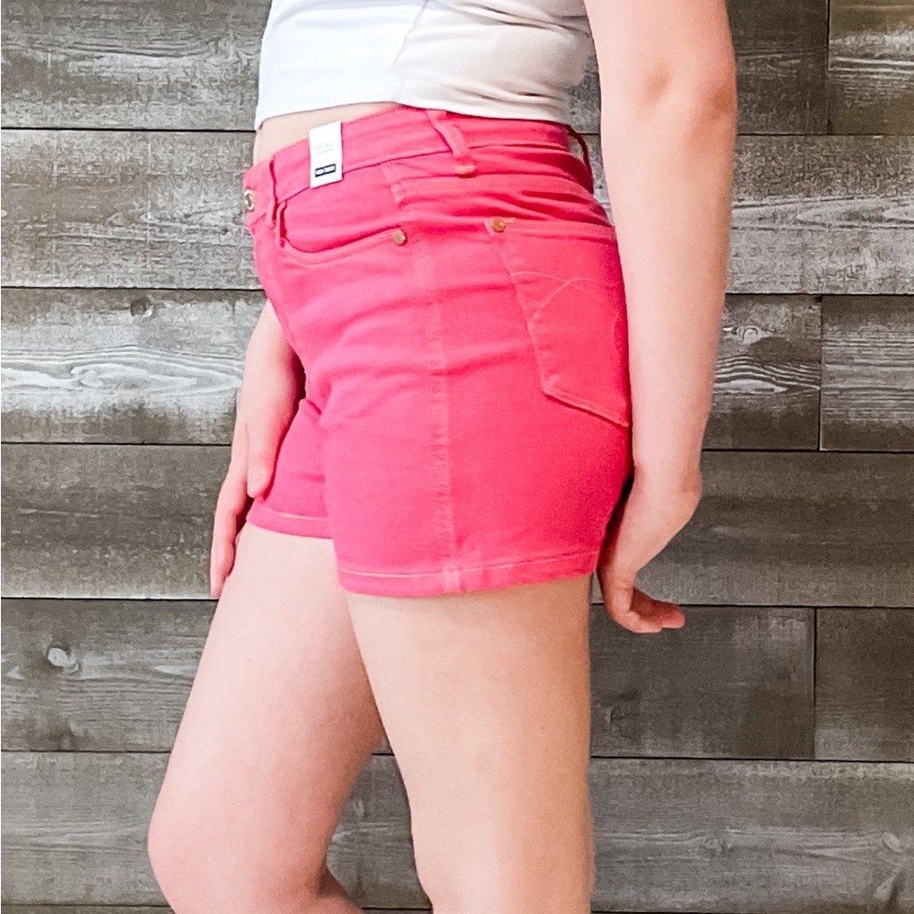 judy blue high waist magenta garment dyed shorts pocket embroidery JB150266REG - Picture 15 of 16
